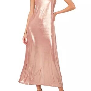 NWT Metallic Rose Gold Shine Vince Camuto Maxi Dress in size 4